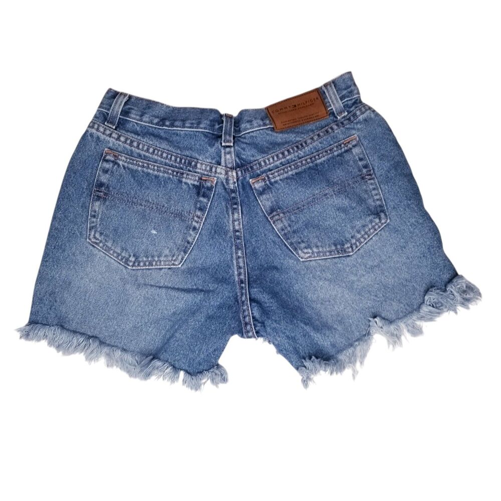 Vtg Y2K Tommy Hilfiger Women's Size 6 Jean Shorts Cut Off Frayed Blue Denim